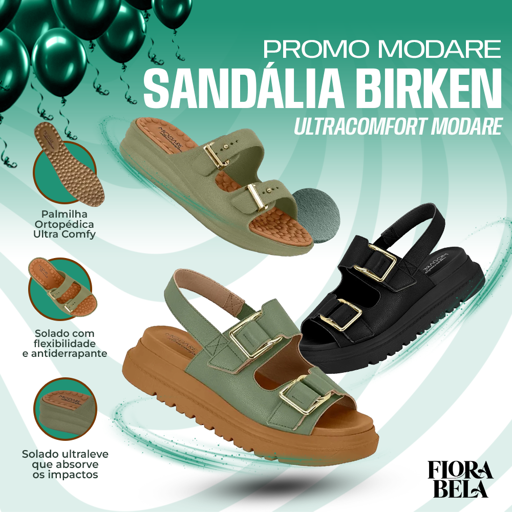 Sandália Slide Ortopédica Modare - Ultraconforto - Lançamento, Original