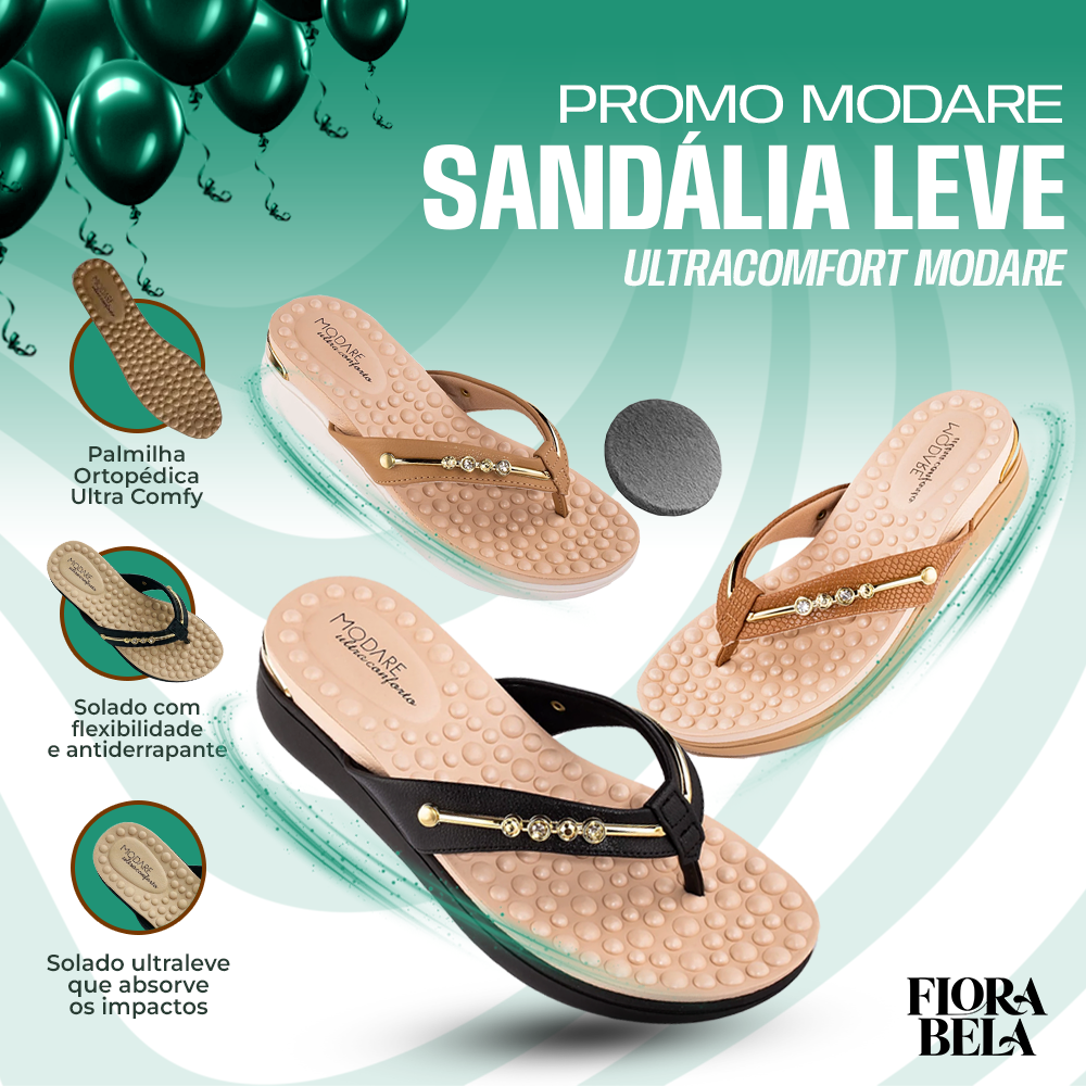 Chinelo Modare - Ultraconforto Reflex Sense - Fascite Plantar - Dia Dia - Esporao Gel Tech